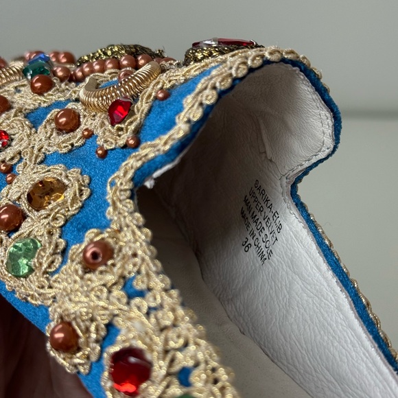 Jeffrey Campbell Multi gold babouche style flat mules Embellished Blue - Picture 3 of 4